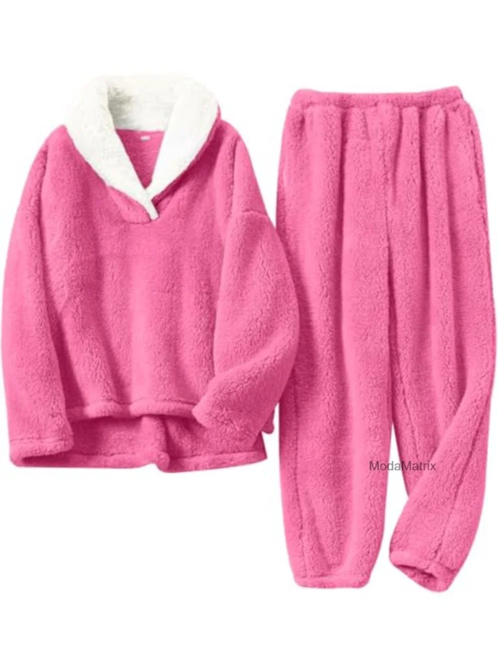 Girls Fuzzy Pants Set Winter Flannel Pullover Cozy Fleece Fluffy 2 Piece Outfit